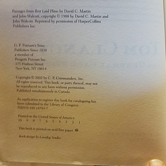 2002 Hard Cover "Shadow Warrior" Tom Clancy - Picture 6 of 6